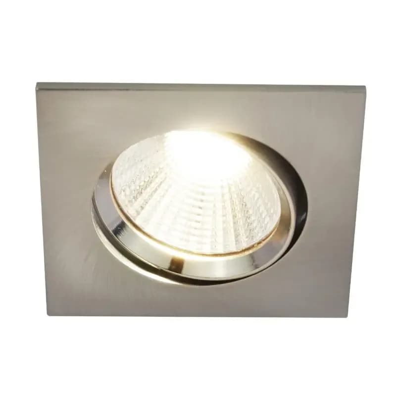 Spot nordluxcarré encastré, nickel brossé/Chrome, IP23, 2700k/4000k, Durée de vie 20.000heures.