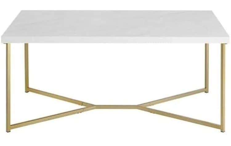 Table basse WALKER EDISON en marbre blanc et en métal doré/chrome