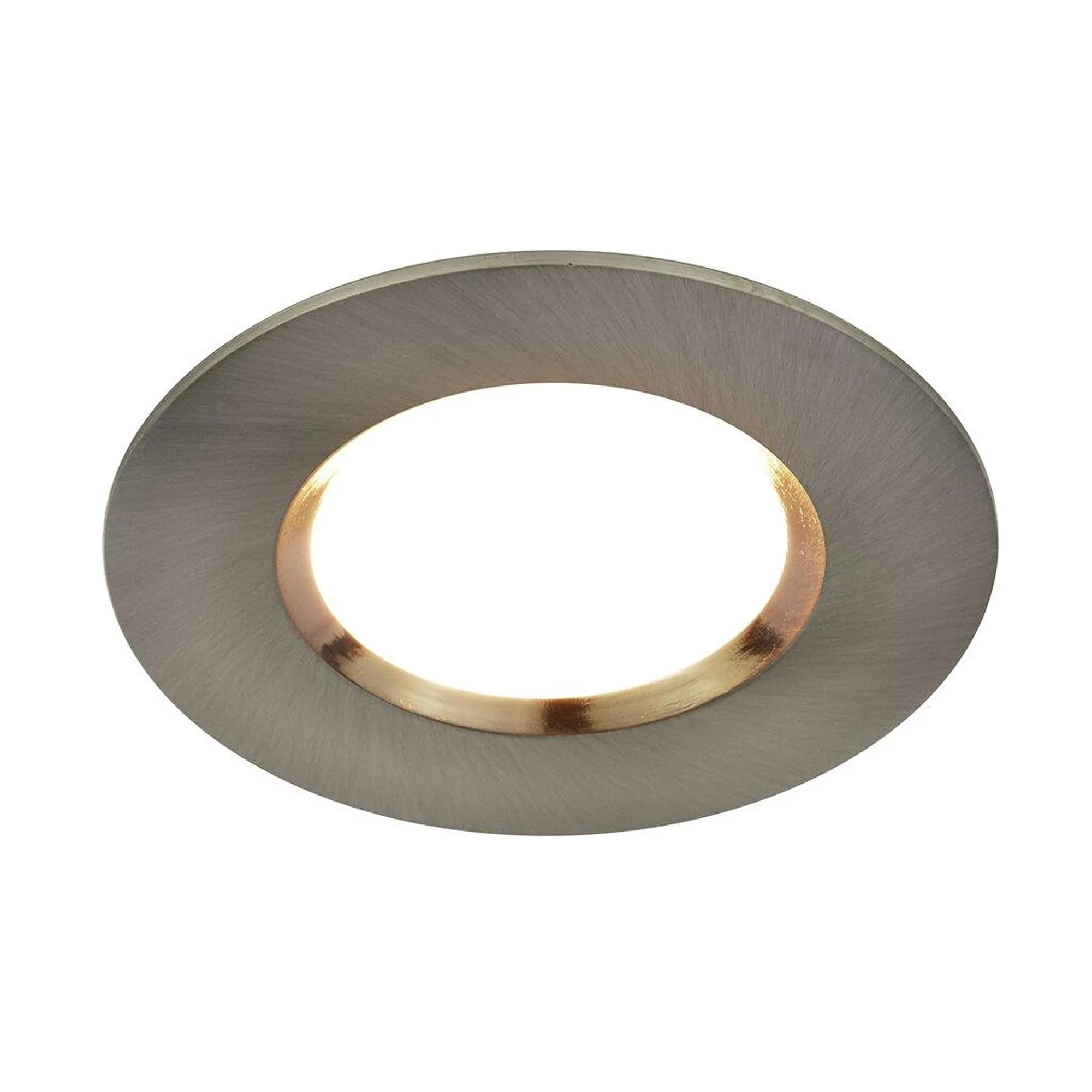 Spot nordlux encastré,rond, Nickel brossé/Chrome, IP 65, 2700k, Duréedevie 20.000 heures.