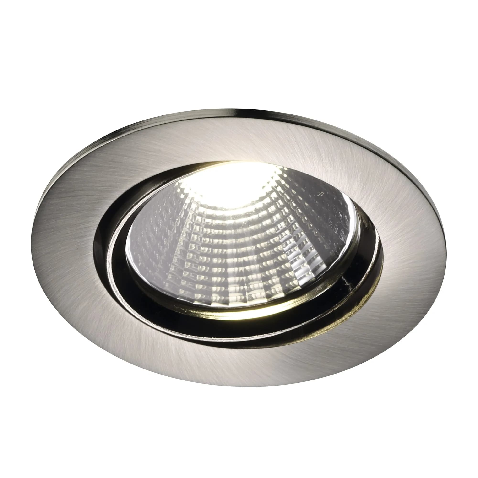 Spot nordlux encastré, Rond, Nickel brossé/Chrome,IP23, 2700k/4000k, Duréede vie 20.000 heures.