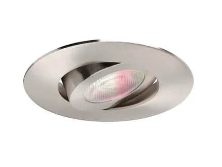 Spot WIZ encastré rond, nickel brossé, IP 24, avec 64000 tonalités de blanc de 2200k à 6500k et une option jusqu’à 16 millions de couleur. Durée vie 20.000 Heures