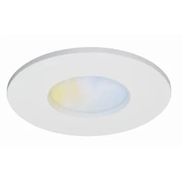 Spot Jedi encastré rond blanc IP44, 2700K avec des options de couleur RGB. Durée vie 20.000 Heures