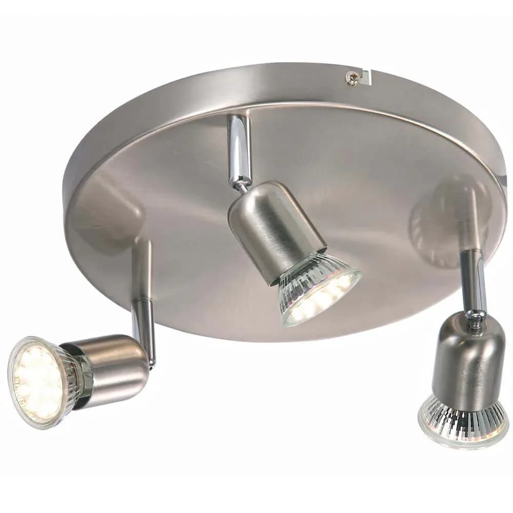 Lampe applique murale NORDLUX en acier brossé, avec 3 spots orientable, ampoule GU10, IP 20.