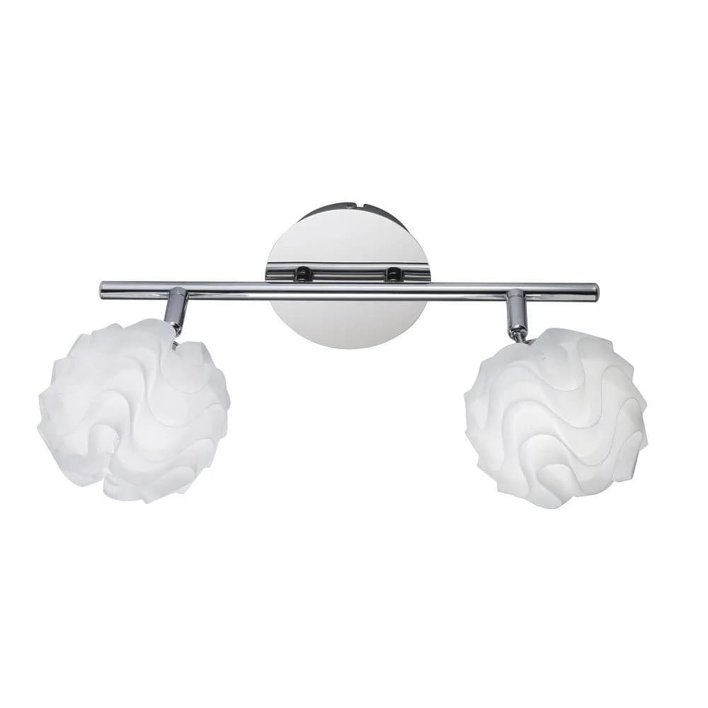Lampe applique murale WOFI en acier chromé, 2 spot orientable en caoutchouc blanc, ampoule G9.