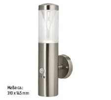 Lampe applique murale extérieur CASALUX en acier brossé étanche avec détecteur de mouvement, avec ampoule GU10.