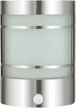 Lampe applique murale extérieur CASALUX en acier brossé étanche avec détecteur de mouvement, ampoule E27.