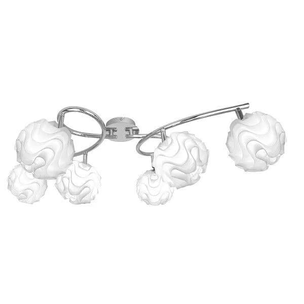 Lampe plafonnier WOFI MAYA chrome, 6 spots en caoutchouc blanc, ampoule G9