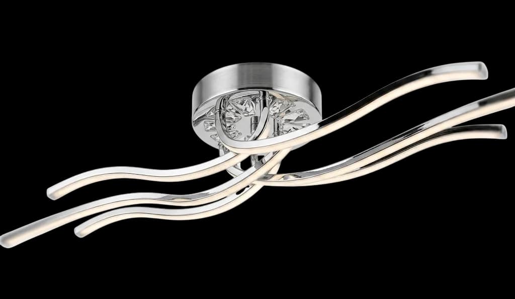 Lampe plafonnier LED WOFI Light 4 Maro, chrome, lumière 3000k, télécommande intégré, durée de vie 20.000 heures