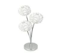 Lampe de table WOFI, en métal chromé et 3 boules en caoutchouc blanc, ampoule G9