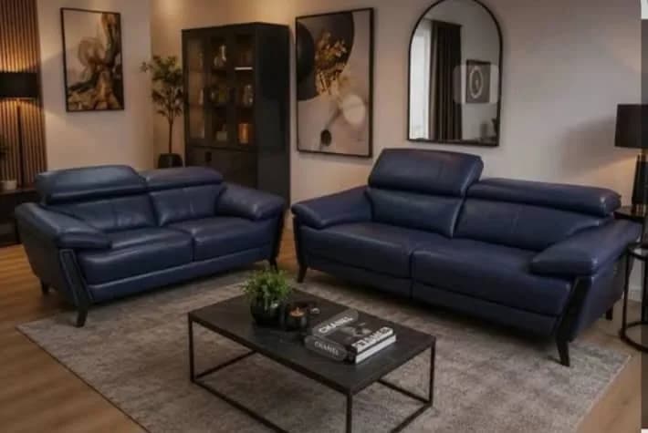 salon 5 places en cuir Bleu