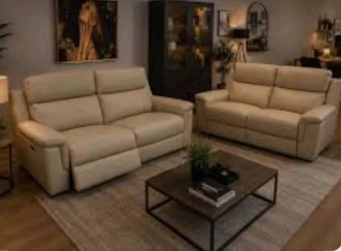 salon 5 places en cuir Beige