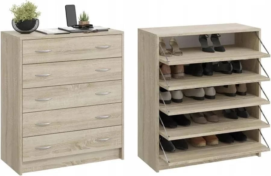 Range Chaussure en bois gris