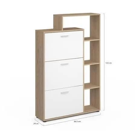 Range Chaussure en bois blanc/beige