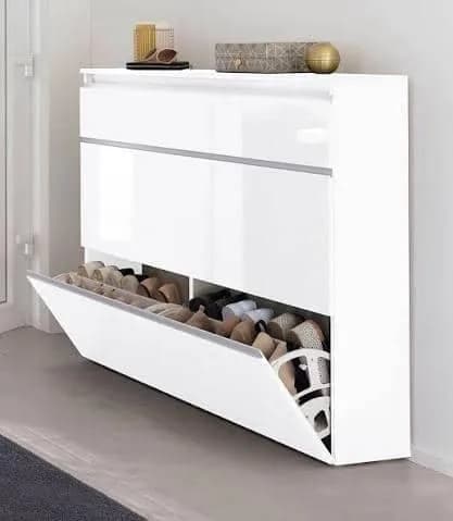 Range Chaussure en bois blanc/beige