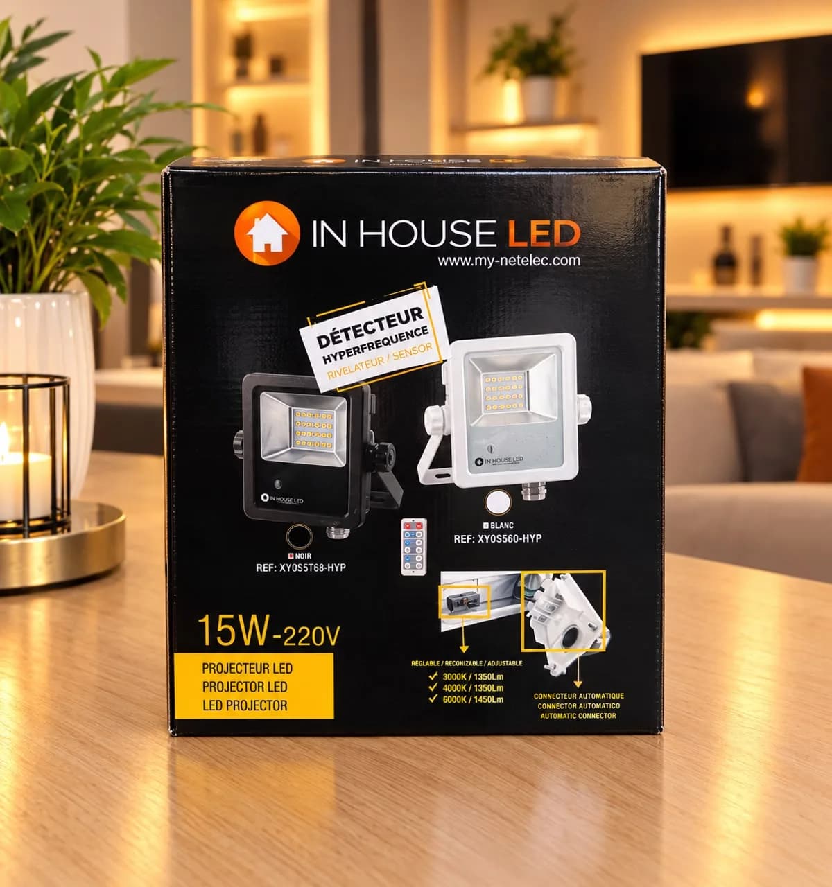 projecteur et detecteur de mouvement 15kw